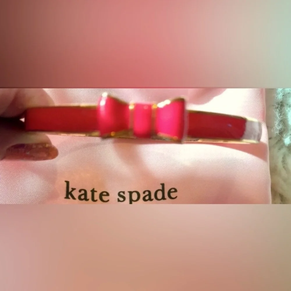 KATE SPADE "Take A Bow" Pink Gold Classic Bangle Bracelet, EUC - Picture 2 of 5